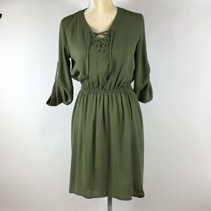 OLIVE GREEN MINI DRESS